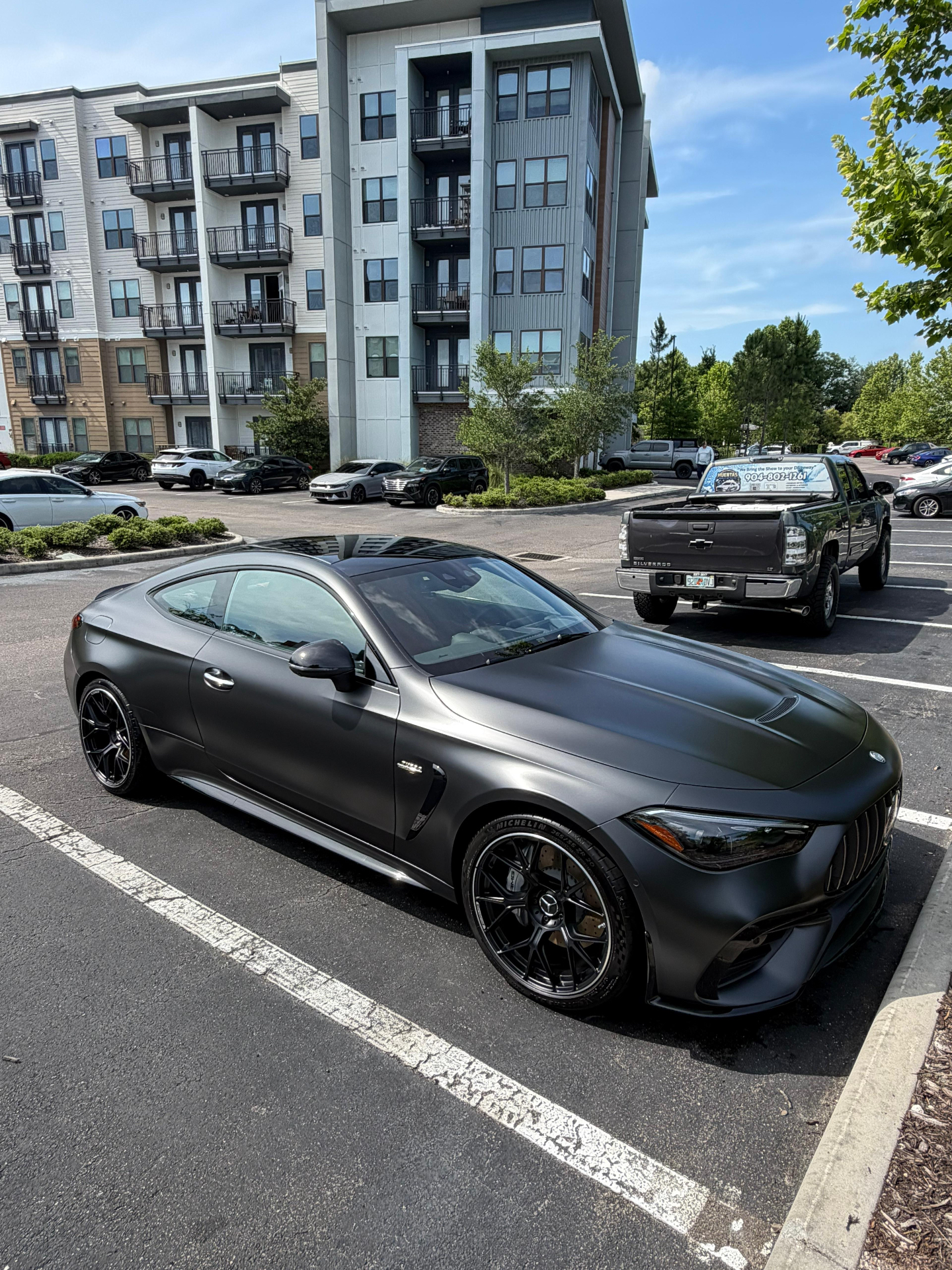 Matte black Mercedes-AMG detailed by Huertas Mobile Detailing