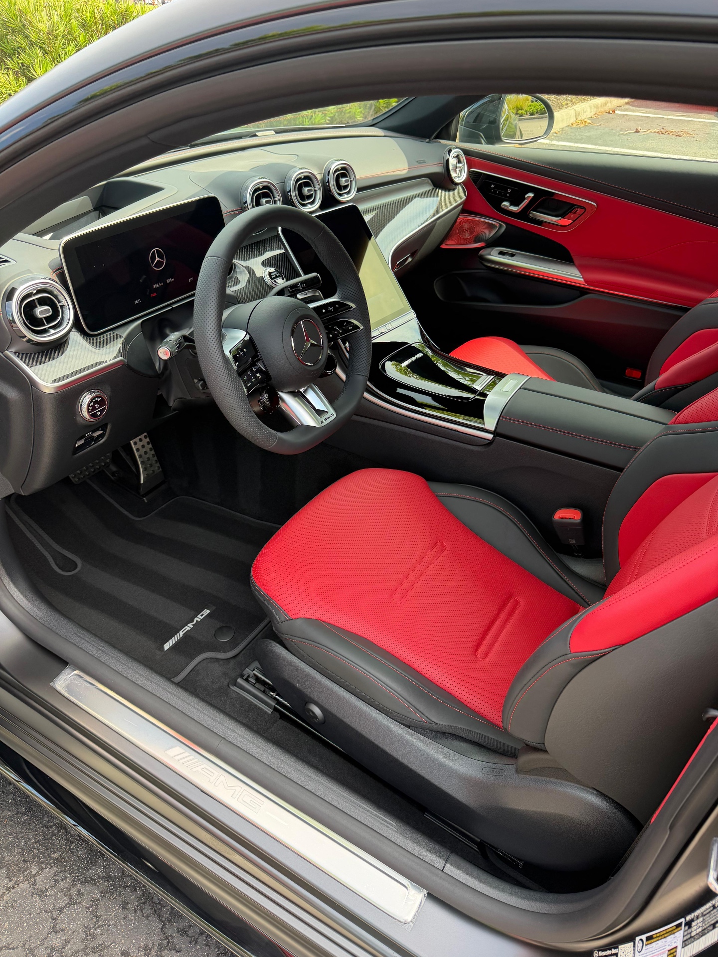 AMG red & black leather interior detailed